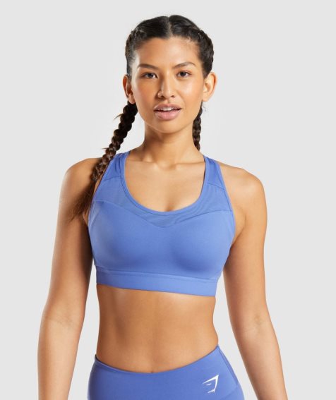 Women's Gymshark Open Back Sports Bra Blue | NZ 6TOSMZ